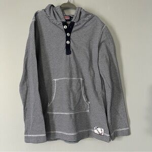 Vineyard Vines kids white/blue striped hooded sweatshirt anchor detail size L 14